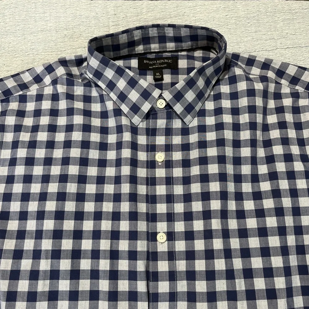Banana‎ Republic Shirt Mens XL Blue Plaid Long Sleeve Button Up Casual